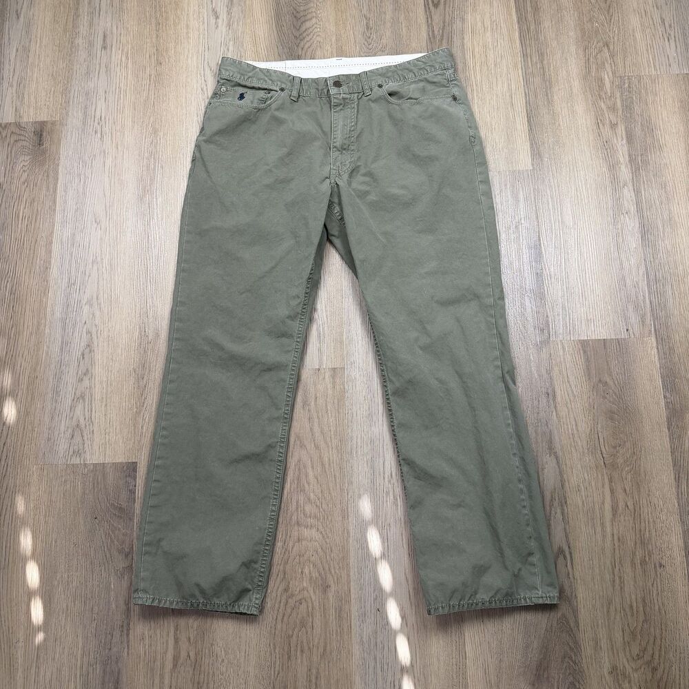 Polo Ralph Lauren Pants Mens 36x30 Green 5 Pocket Chino Casual Straight Leg